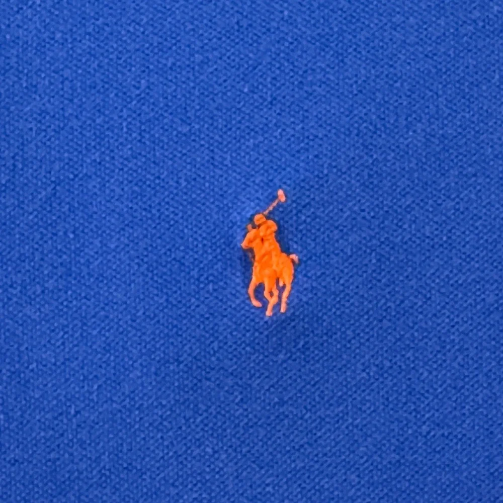 Polo Ralph Lauren Polo Shirt XXL Blue Orange Pony Logo Pique Knit Preppy